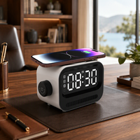 3-in-1 Lautsprecher Wecker Kabelloses Ladegerät Abnehmbarer Akku Subwoofer Tragbarer Nachttisch-Audiolautsprecher für Geschenke