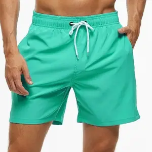 Men Fashion Beach Shorts Elastic Closure Swimming Trunks Quick Dry Beach Shorts with Zipper Pockets