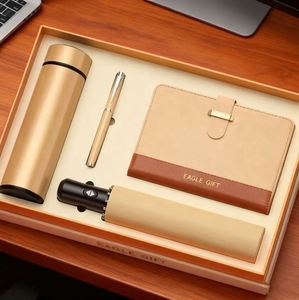 Luxury Gift <b>Boxes</b> Business Gift Set Automatic Umbrella Logo Vacuum Flask + A5 Notebook + Pen Promotional Activities UV Printed - Product Image 4