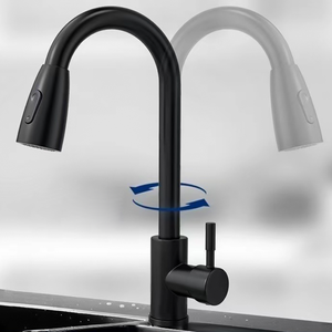 Grifos <span class=keywords><strong>de</strong></span> <span class=keywords><strong>Cocina</strong></span> Modernos <span class=keywords><strong>de</strong></span> Acero Inoxidable 201 Negro Mate con Rociador Extraíble <span class=keywords><strong>para</strong></span> Agua Fría y Caliente - Product Image 6