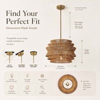Luminaire suspendu en rotin tissé à la main, multicouche, empilable, hauteur réglable, pour la décoration de villa et de maison