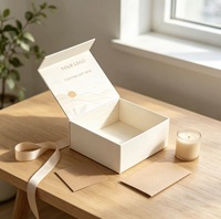 Boîte cadeau rigide personnalisée Off White avec motif imprimé à l'intérieur, couvercle et base, boîte en papier rigide pour emballage de cosmétiques, bijoux, cadeaux