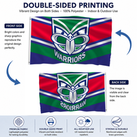 Drapeau de supporter de rugby personnalisé bleu vert rouge, bannière murale double face en polyester style équipe sportive pour décoration intérieure et extérieure