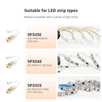 Contrôleur LED intelligent IoT SP52AE SPI RGB CCT mini double mode avec contrôle vocal via application, synchronisation musicale filaire, 5 canaux, garantie 5 ans
