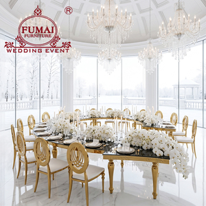 <b>Round</b> party wedding serpentine <b>table</b> with black glass <b>table</b> top for events - Product Image 6