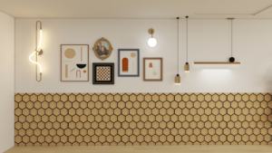 Pour KASARO Factory Direct 3D Art hexagone acoustique MDF Akupanel superbe conception de lattes de <span class=keywords><strong>bois</strong></span> pour la rénovation de la salle de conférence moderne - Product Image 5