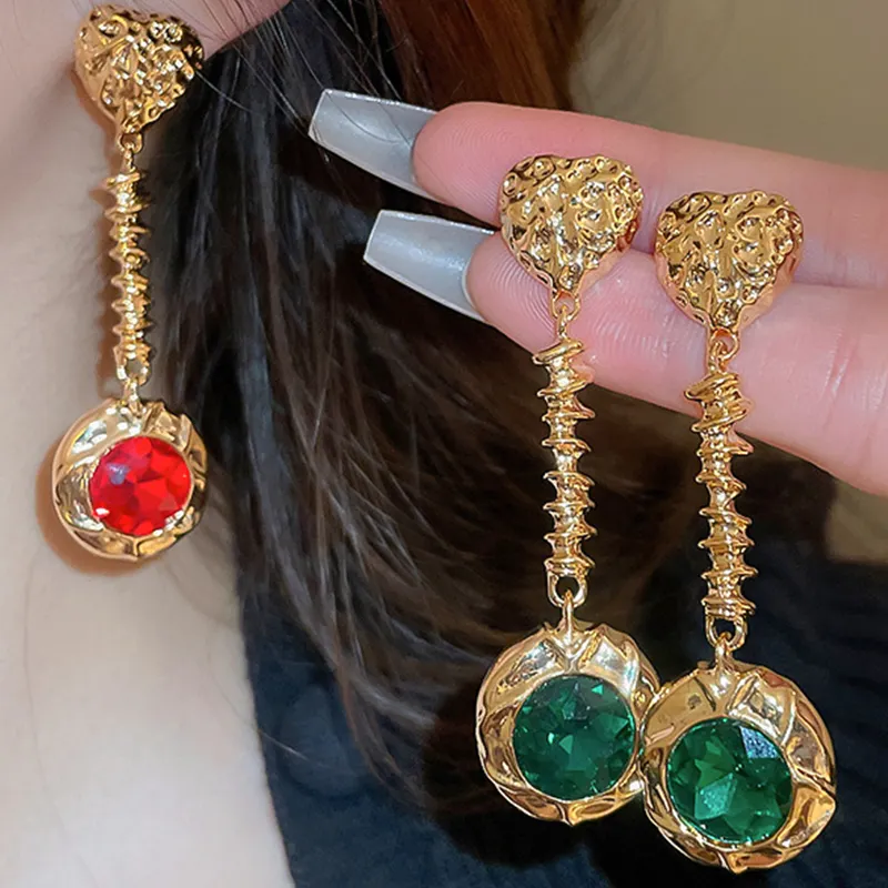 Diamond Inlaid Round Resin Ring Ear Hook Light Luxury Senior Earrings Fashion Personality Temperament Earrings Wholesale Female