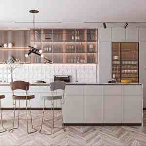 Gabinetes de Cocina Blancos Modernos Personalizables e Isla con Fregadero de Diseño Gratuito Incluido Directamente de China - Product Image 1