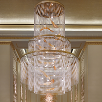 Lustre contemporain en cristal K9 ANNO, lustre personnalisé pour hall d'escalier