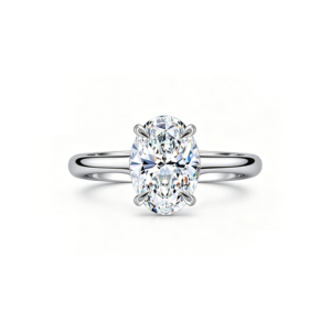 Platinum Oval Cut Diamond Solitaire Engagement Ring Classic Prong Setting Women's Fine Jewelry - Product Image 1