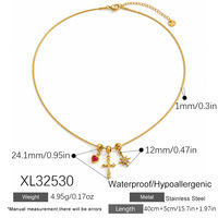 Collier SUMMLY18K en acier inoxydable plaqué or, tendance, élégant, cool, croix d'amour, bijoux étoile octogonale en zircon
