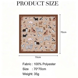 70x70cm Cute Multi-Breed Dog Digital Print Polyester Satin <b>Square</b> <b>Scarf</b> Adorable Puppy Pattern Neck <b>Scarves</b> for Women - Product Image 6