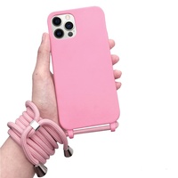 Coque de téléphone TPU avec longue lanière pour iPhone 17 16 15 14 13 12 11 Pro Max Air étui de protection