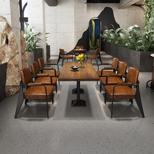 Juego de sillas de mesa de bar de madera maciza industrial moderno para uso comercial al aire libre en restaurantes y cafeterías - Product Image 5