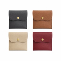 Pochette à bijoux en cuir à bouton-pression, sac de rangement à rabat multicolore pour bagues, colliers et accessoires, pochette créative portable pour pièces de monnaie