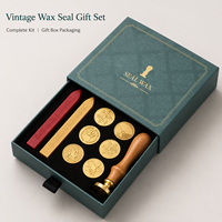 Coffret Cadeau de Sceau de Cire Vintage avec Manche en Bois et Têtes de Sceau Métalliques pour Invitations de Mariage, Papeterie, Boîte Cadeau – Vente en Gros