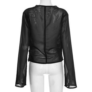 Camicette e Bluse Eleganti da Donna in Chiffon Nero con Scollo a V Profondo e Maniche Lunghe, Nuovi Arrivi Primavera 2026 - Product Image 6