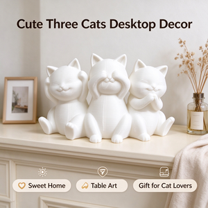 Figura Decorativa de Escritorio de Tres Gatos Sabios, Escultura de Gato Adorable que No Ve, No Oye, No Habla, Decoración Moderna para Mesa de Salón o Estantería - Product Image 2