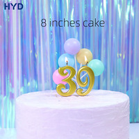 Lilin Angka Ulang Tahun Emas 2026 0-9 Digit Kustom Elegan Hiasan Meja Dessert Pesta Ulang Tahun Tanpa Asap Tahun Baru