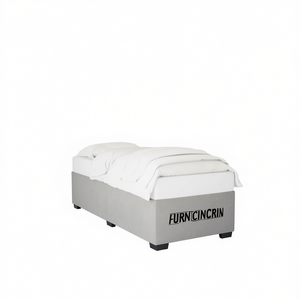Furnicincrin Upholstered Bed <b>Frame</b> Light <b>Grey</b> Fabric Minimalist Design Queen Size Bedroom Furniture - Product Image 1