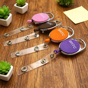 Porte-badge rétractable en gros, impression typographique personnalisée, ABS, métal, écologique, porte-badge <span class=keywords><strong>Yoyo</strong></span> mignon, clip d'identification - Product Image 2