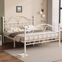 Cadre de lit plateforme en métal classique en velours noir, design minimaliste, sommier avec rangement, tailles King/Queen/Full, chambre à coucher