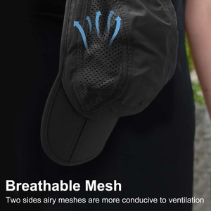 Casquette pliable <span class=keywords><strong>en</strong></span> maille respirante à 5 panneaux, noire, légère, <span class=keywords><strong>en</strong></span> tissu nylon à séchage rapide, style camper - Product Image 3