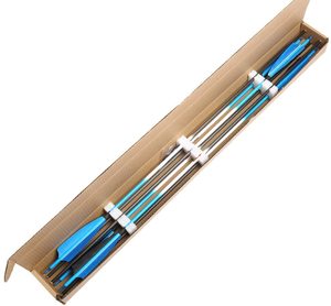 Flèches en carbone pur Linkboy Archery ID6.2, tige <span class=keywords><strong>bleue</strong></span> fluorescente, plumes naturelles, insert de flèche avec pointes, prêtes pour le tir à l'arc - Product Image 3