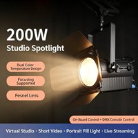 Projecteur de scène Fresnel 200W blanc chaud pour théâtre et studio TV avec options de montage sur pied et suspendu