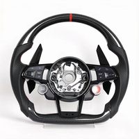 Volant en fibre de carbone personnalisé adapté à l'Audi R8, volant sport à fond plat en forme de D, remplacement OEM