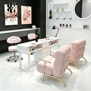 Luxury Beauty Double Professional <b>Nail</b> Salon Spa Manicurist Workbench With Dust Collector Manicure <b>Nail</b> Tables and Chair Set - Product Image 1