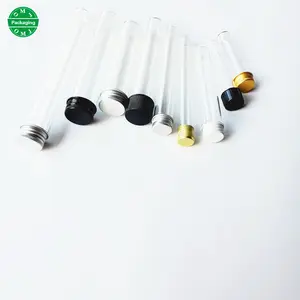 Free Sample Glass Test tube with screw top round flat bottom for kitchen tea candy salt soda packaging