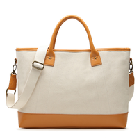 Sac fourre-tout en toile de qualité supérieure pour femmes avec poignée en cuir grainé italien riche