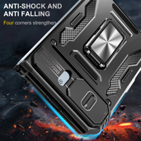Coque de téléphone Armor avec béquille rotative à 360°, protection magnétique coulissante pour objectif d'appareil photo et support pour iPhone Fold 18 DUO, compatible avec support de voiture