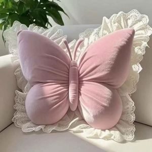 Coussin de soutien lombaire 50*40cm Nouveau modèle Papillon Princesse en dentelle pour bureau, chambre, canapé, lit, maison et voiture - Product Image 3