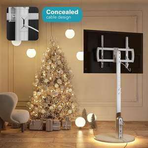 Soporte Móvil para <span class=keywords><strong>TV</strong></span> con Ruedas y Enchufe, Carro con Ruedas para Monitores <span class=keywords><strong>OLED</strong></span> LED de 27-65 Pulgadas, 6 Niveles de Ajuste de Altura, Iluminación Ambiental Inferior - Product Image 6