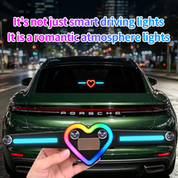 Lumière LED solaire pour vitre de voiture en forme de cœur, RVB arc-en-ciel néon, à ventouse, sans câblage, pour pare-brise arrière, décoration d'ambiance, USB