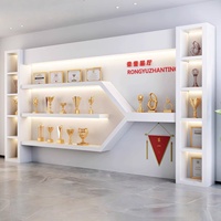 Vitrine personnalisable pour trophées et médailles en bois avec éclairage LED, dos en verre robuste, écologique, haute qualité, options multi-tailles