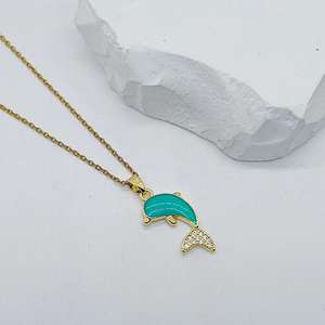 สร้อยคอจี้ปลาโลมาแบบปรับได้สร้อยคอชุบทอง18K โช้คเกอร์สแตนเลสสำหรับสุภาพสตรี - Product Image 4