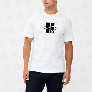 T-shirt basique blanc uni pour homme, coupe classique, extensible, 95% coton, 5% élasthanne, haute qualité, idéal pour la superposition. - Product Image 2