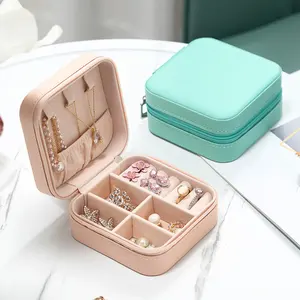 Women Girls Organizer Earring Ear Stud PU Leather Portable Jewel Case Packaging Gift Boxes Travel Jewelry Box