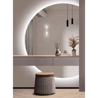 Miroir de salle de bain LED en forme de demi-lune personnalisé OEM, miroir intelligent décoratif mural avec éclairage