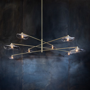 Designer-Handcrafted Modern Minimalist Glass Chandelier Irregularly Shaped for <b>Dining</b> Living Room; Unique Style Pendant <b>Lights</b> - Product Image 1