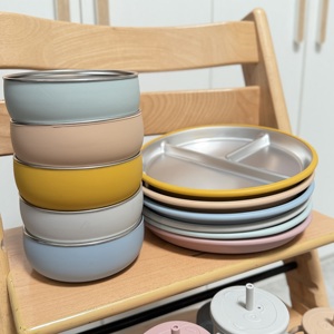 Ensemble de salle à manger écologique pour enfants Bol pour bébé en silicone en acier inoxydable sans BPA Assiette de conception de dessin animé non toxique Vaisselle de qualité alimentaire - Product Image 4