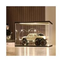 Vitrine de présentation en acrylique transparente pour figurines, voitures miniatures, objets de collection et modèles muraux, avec éclairage LED et support