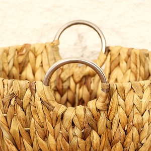 Cestino portaoggetti in giacinto d'acqua, grande cestino <span class=keywords><strong>rotondo</strong></span> in <span class=keywords><strong>vimini</strong></span> con manico incorporato - Product Image 4