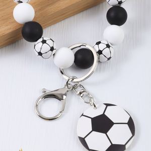 Cartoon <b>Silicone</b> <b>Beaded</b> Key Wrist Ornament Basketball Football Volleyball Pendant Sports Style Fashion Keychain - Product Image 4
