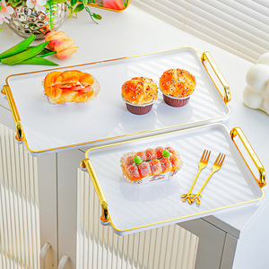 Vassoio Rettangolare in Plastica per Servire, Adatto al Microonde, per Tè e Cena, Portaoggetti per Soggiorno, Stile Moderno e Minimalista - Product Image 3