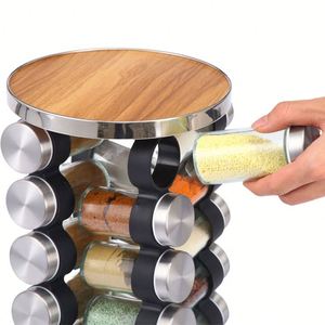 Organisateur de tiroir de cuisine rotatif à 360° à 4 niveaux, présentoir pour 16 pots à épices, ensemble de rangement pour pots à épices avec support - Product Image 5