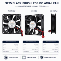 Kipas Aksial DC 9225 92x92x25mm Tanpa Sikat, Kipas Pendingin 12V 24V 48V dengan Bantalan Bola untuk Inverter UPS Penyimpanan Energi Industri